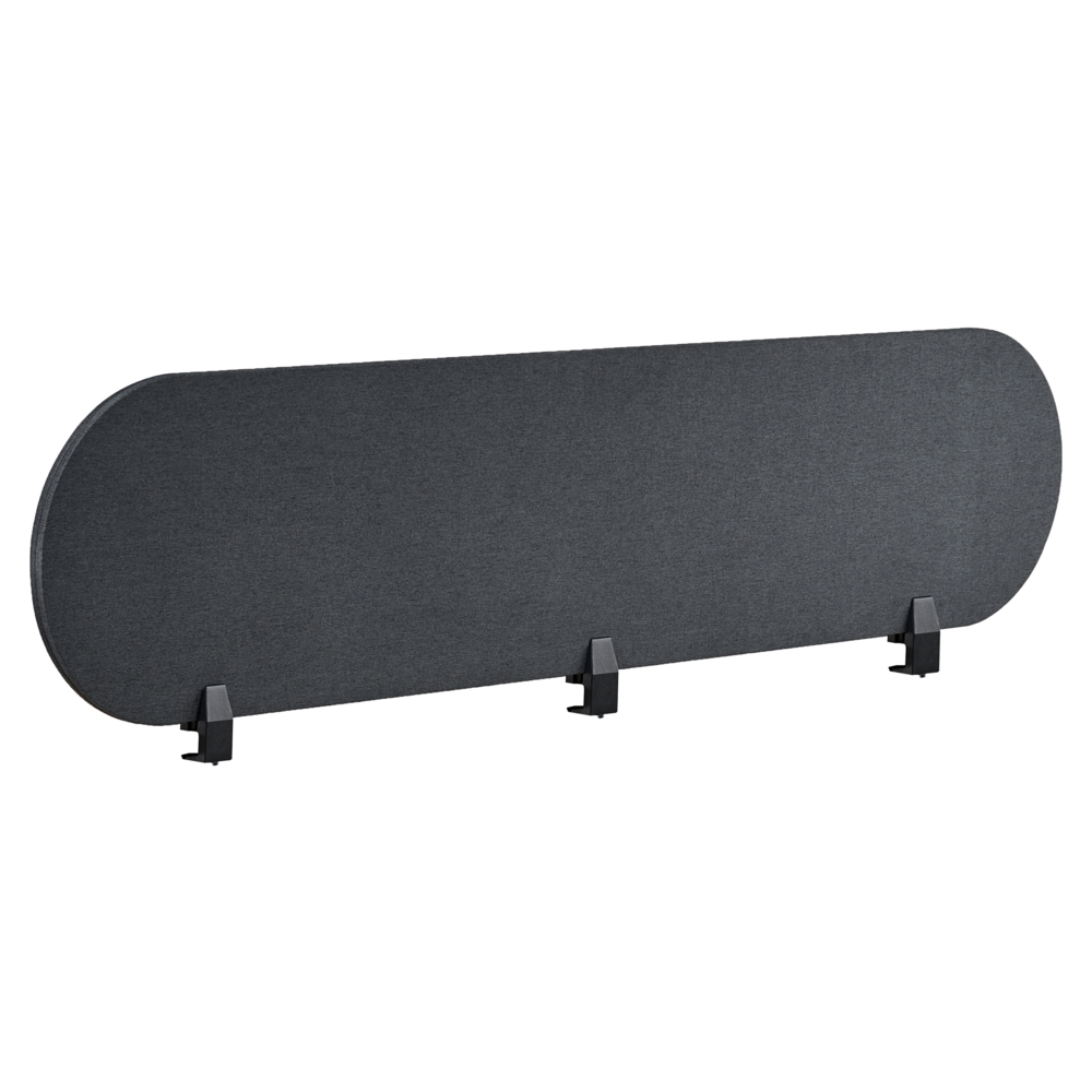 Pannello divisorio grigio scuro in tessuto PET Board 180 x 40 cm Schermo acustico Morsetti di montaggio modulari Casa Ufficio