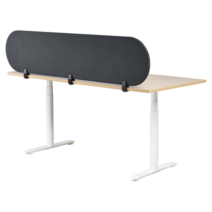 Pannello divisorio grigio scuro in tessuto PET Board 180 x 40 cm Schermo acustico Morsetti di montaggio modulari Casa Ufficio