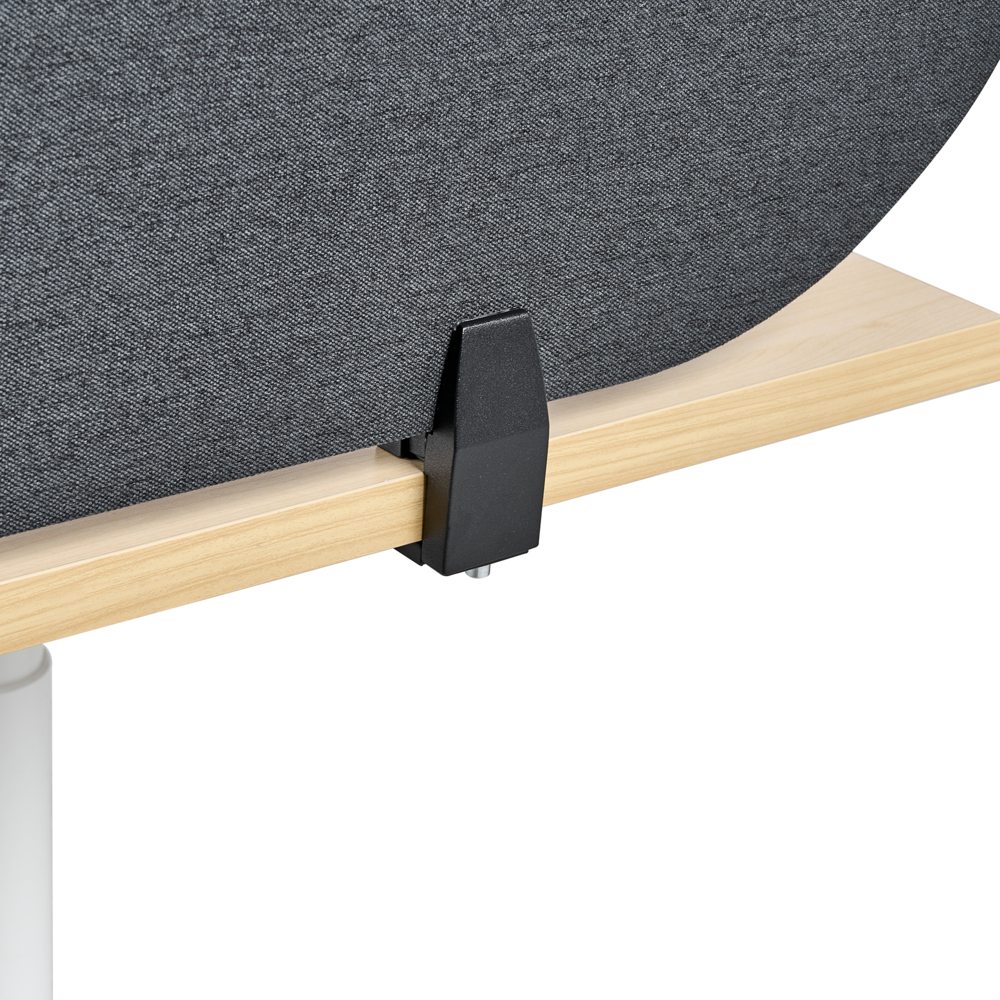 Pannello divisorio grigio scuro in tessuto PET Board 180 x 40 cm Schermo acustico Morsetti di montaggio modulari Casa Ufficio