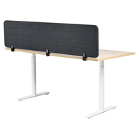 Pannello divisorio Grigio Scuro Copertura in tessuto 180 x 40 cm Schermo acustico Morsetti di montaggio modulari Casa Ufficio