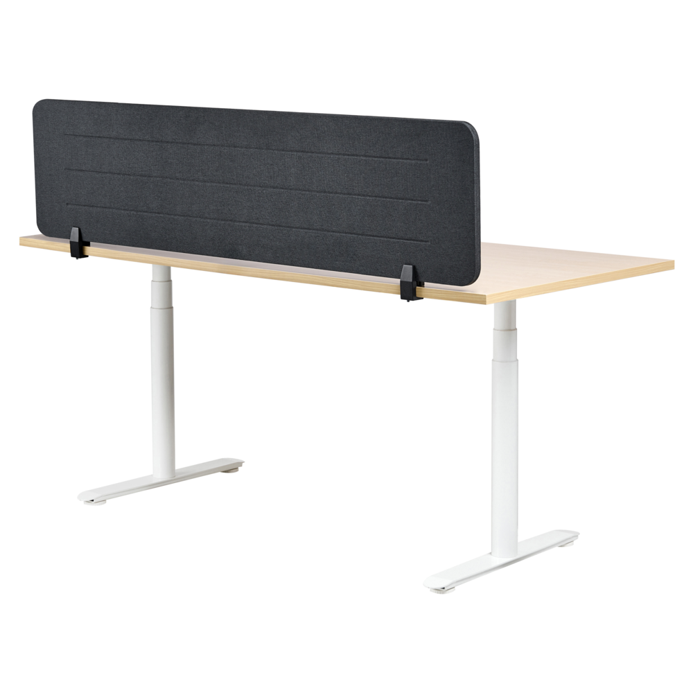 Pannello divisorio Grigio Scuro Copertura in tessuto 160 x 40 cm Schermo acustico Morsetti di montaggio modulari Casa Ufficio