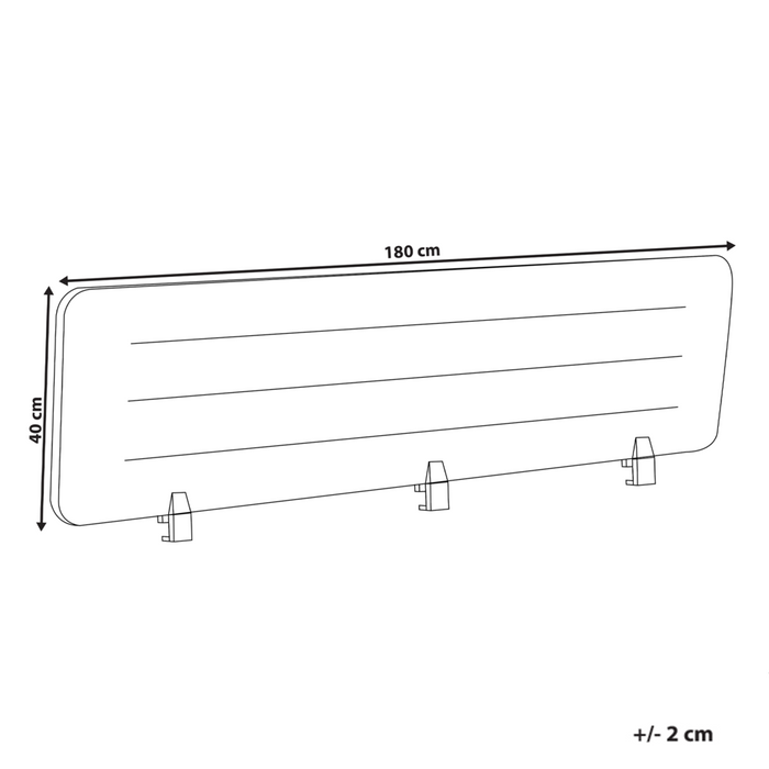 Pannello divisorio Grigio Scuro Copertura in tessuto 180 x 40 cm Schermo acustico Morsetti di montaggio modulari Casa Ufficio