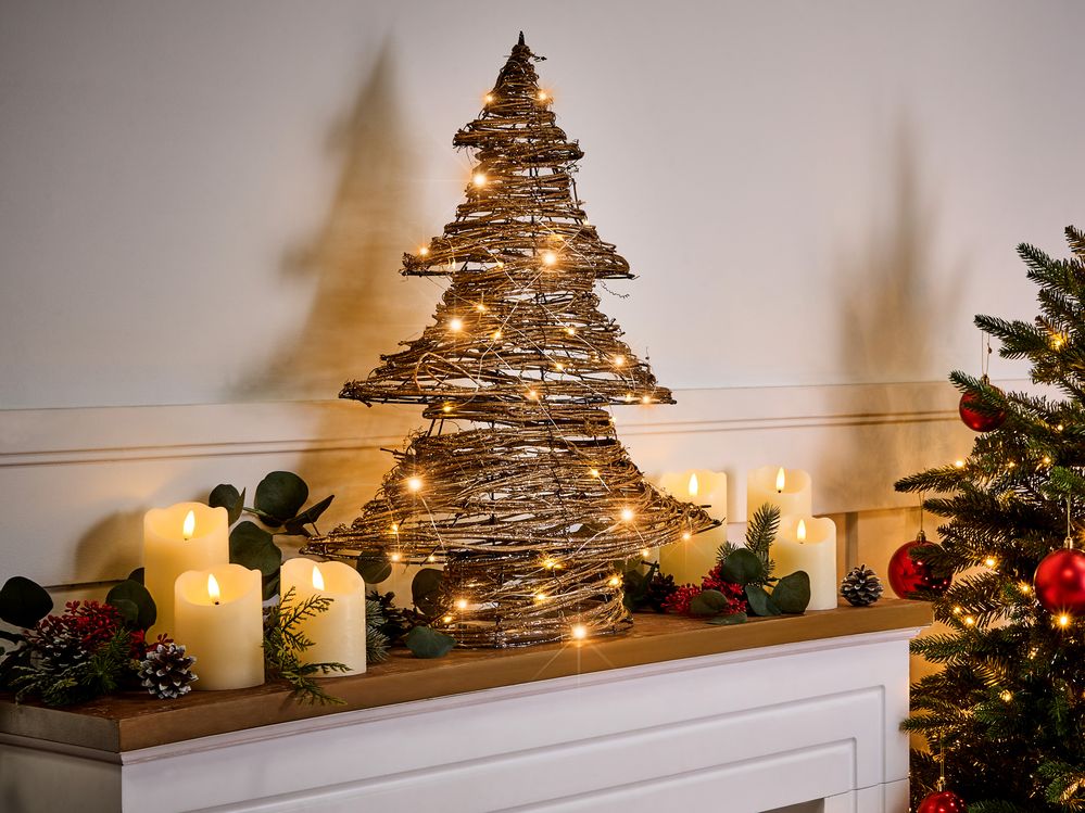 LED Decorazione Albero di Natale Oro Ferro 60 cm Luce Figura Natale 40 lampadine LED