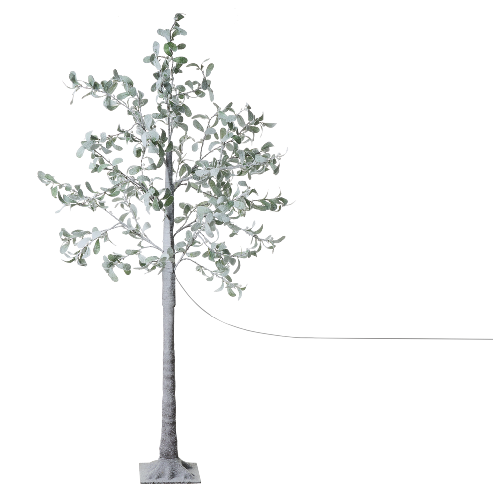 Albero artificiale verde PE 150 cm Luci LED innevato atmosfera natalizia moderna scandinava per esterni e interni