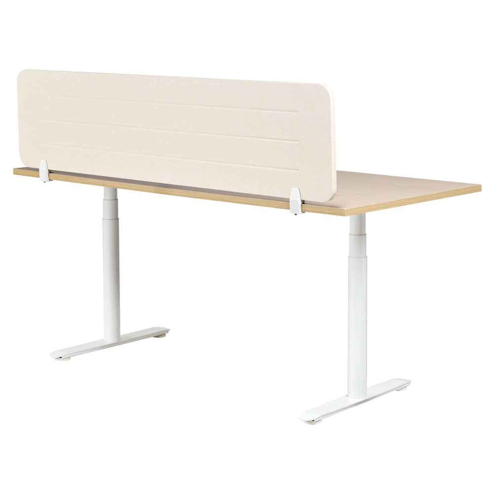 Pannello divisorio Beige Chiaro Copertura in tessuto 160 x 40 cm Schermo acustico Morsetti di montaggio modulari Casa Ufficio