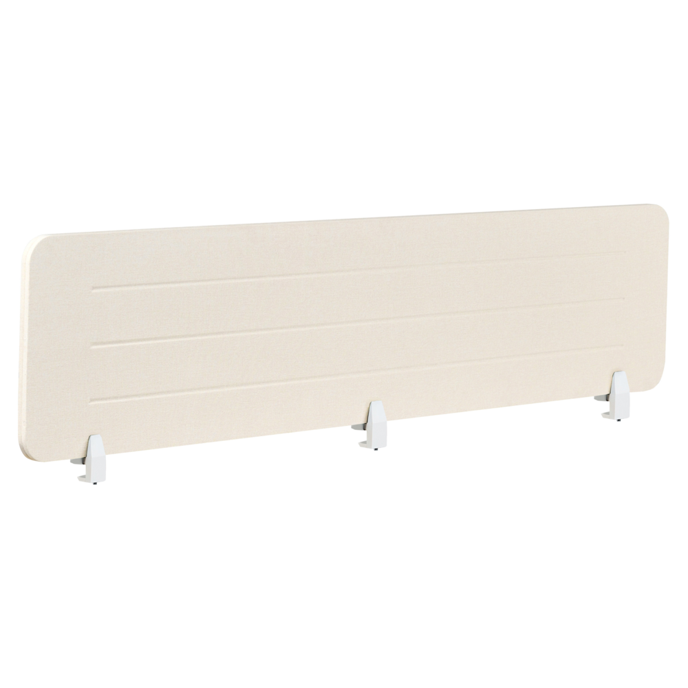 Pannello divisorio Beige Chiaro Copertura in tessuto 180 x 40 cm Schermo acustico Morsetti di montaggio modulari Casa Ufficio