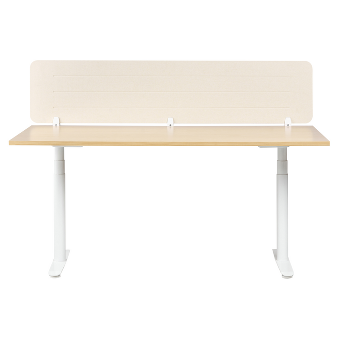 Pannello divisorio Beige Chiaro Copertura in tessuto 180 x 40 cm Schermo acustico Morsetti di montaggio modulari Casa Ufficio