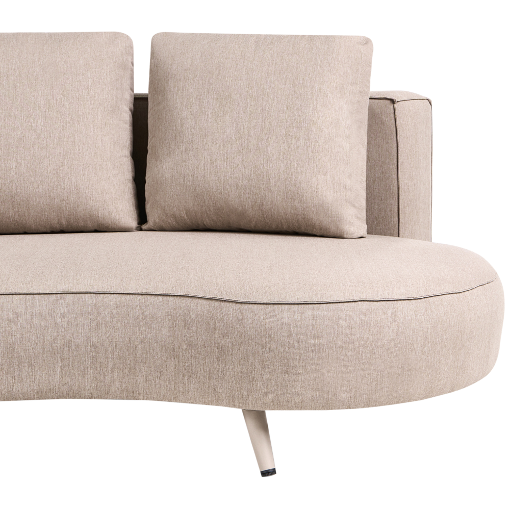 Divano da giardino a 3 posti con cuscini rivestimento in olefina idrorepellente e resistente ai raggi UV colore beige lato destro