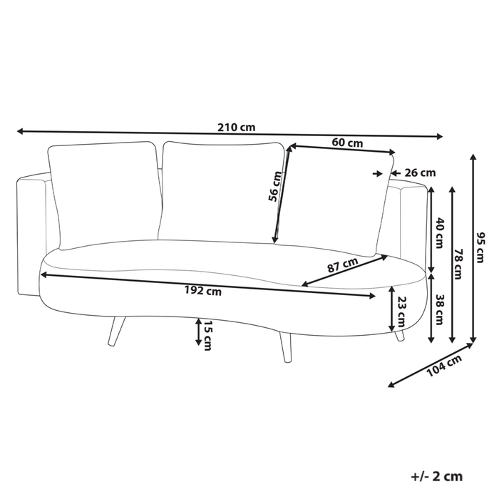 Divano da giardino a 3 posti con cuscini rivestimento in olefina idrorepellente e resistente ai raggi UV colore beige lato destro