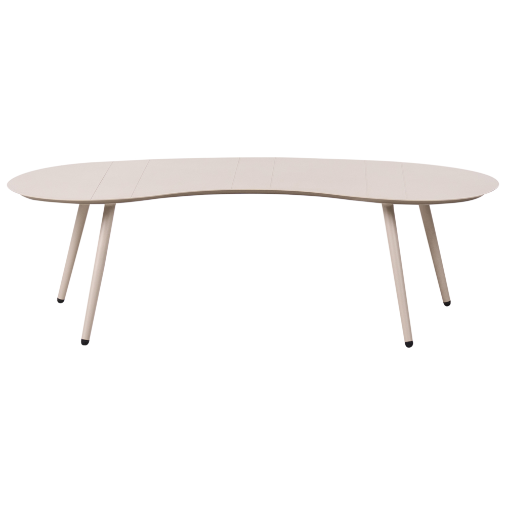 Tavolino da giardino in alluminio 130 x 65 cm resistente ai raggi UV e all'acqua forma a fagiolo beige