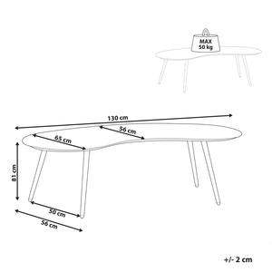 Tavolino da giardino in alluminio 130 x 65 cm resistente ai raggi UV e all'acqua forma a fagiolo beige