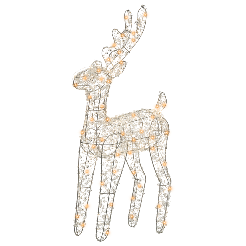 Decorazione natalizia da esterno a LED Renna 70 cm Ornamento natalizio da giardino Illuminato Argento