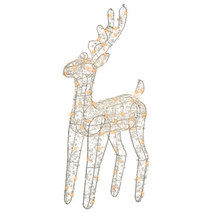 Decorazione natalizia da esterno a LED Renna 70 cm Ornamento natalizio da giardino Illuminato Argento