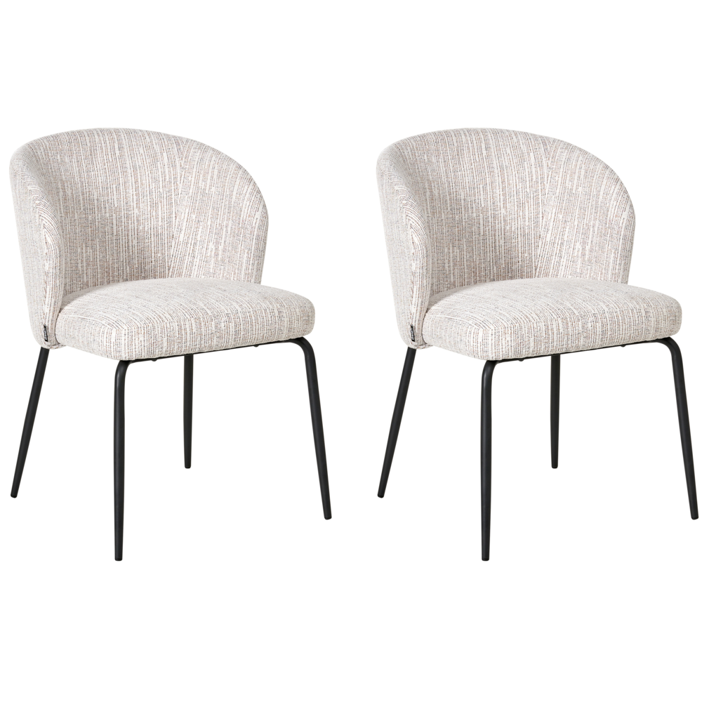 Set di 2 sedie da pranzo con rivestimento in tessuto seduta imbottita e gambe in ferro multicolore
