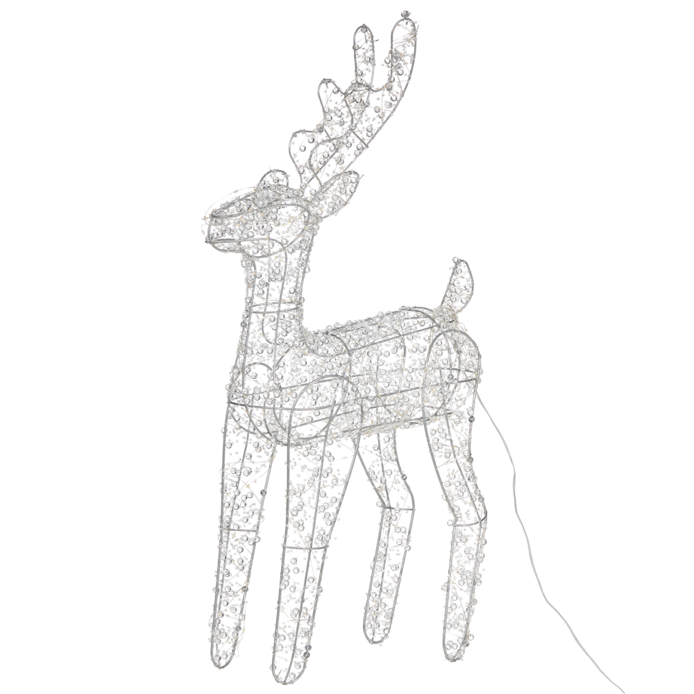 Decorazione natalizia da esterno a LED Renna 70 cm Ornamento natalizio da giardino Illuminato Argento