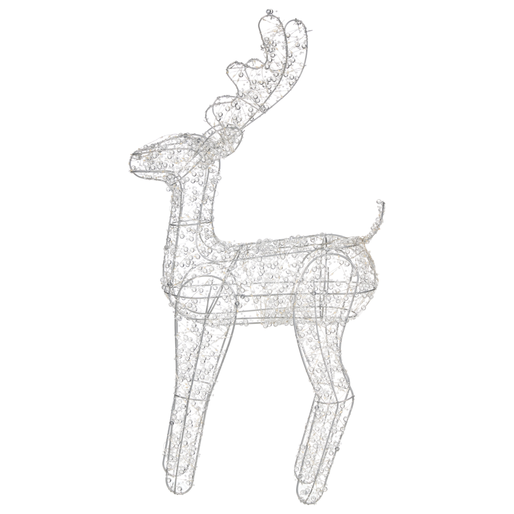 Decorazione natalizia da esterno a LED Renna 70 cm Ornamento natalizio da giardino Illuminato Argento