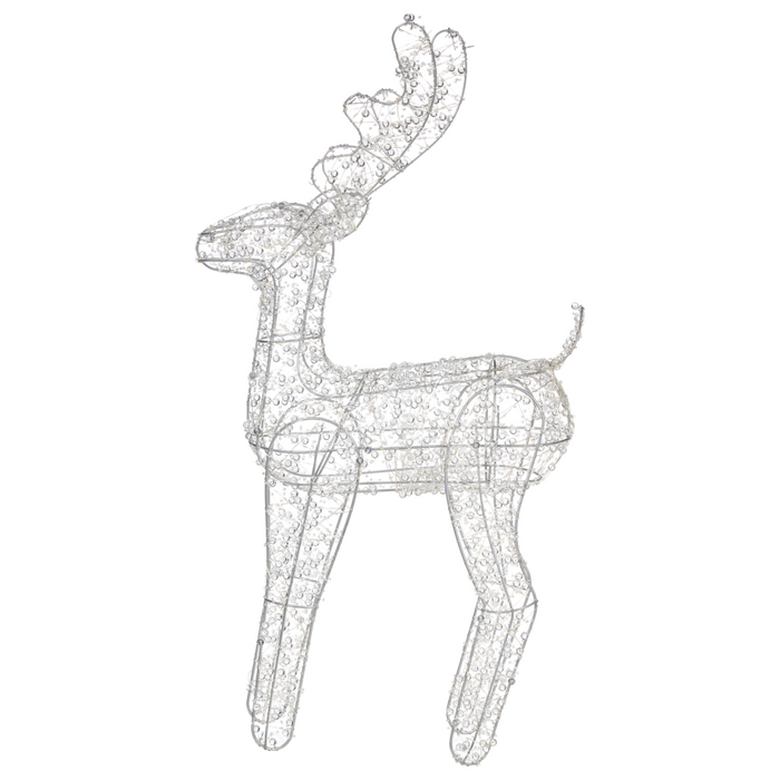 Decorazione natalizia da esterno a LED Renna 70 cm Ornamento natalizio da giardino Illuminato Argento