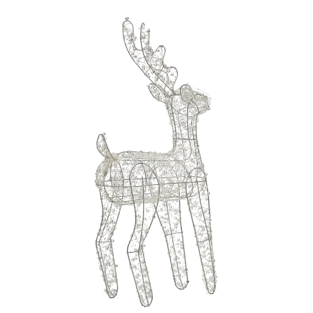 Decorazione natalizia da esterno a LED Renna 70 cm Ornamento natalizio da giardino Illuminato Argento