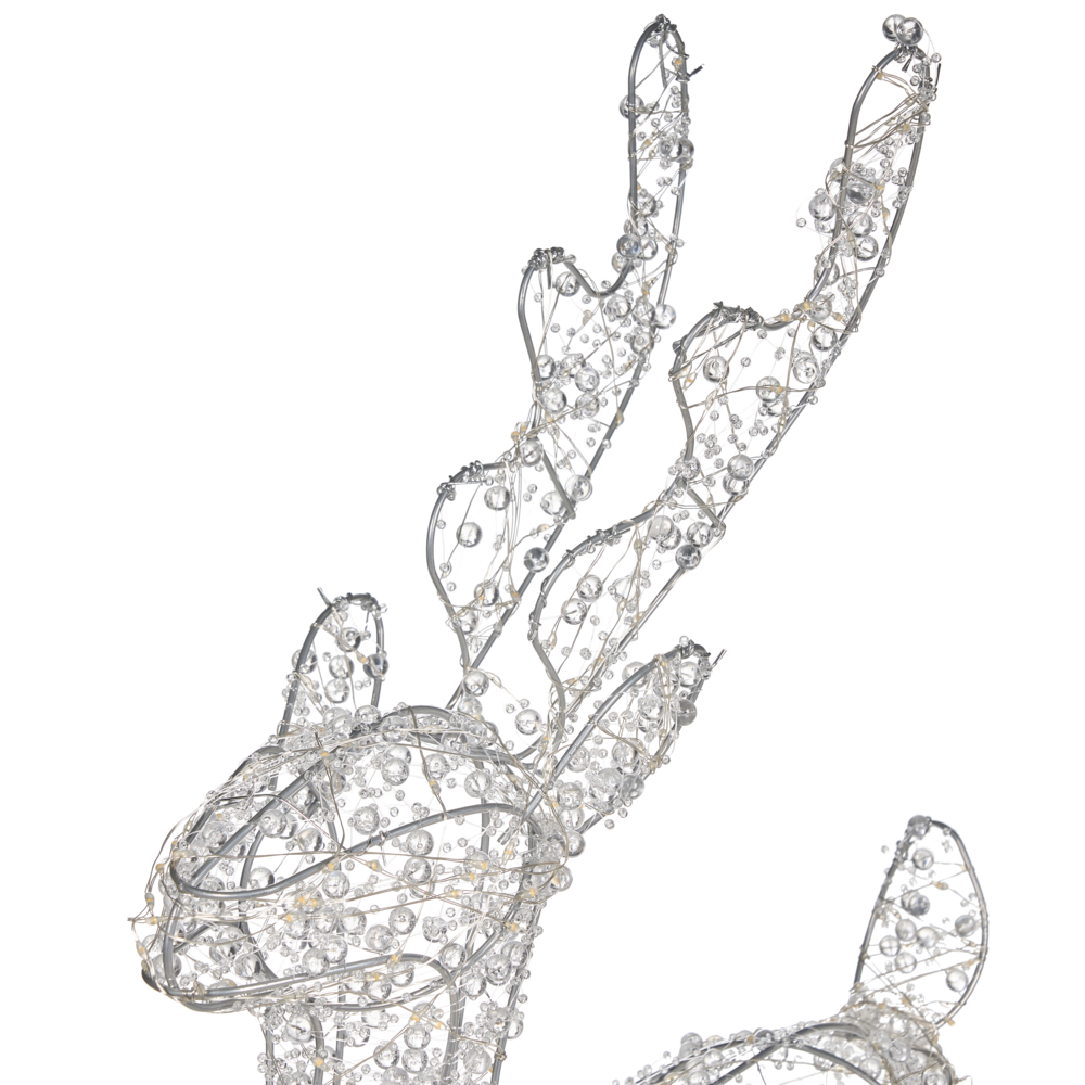 Decorazione natalizia da esterno a LED Renna 70 cm Ornamento natalizio da giardino Illuminato Argento