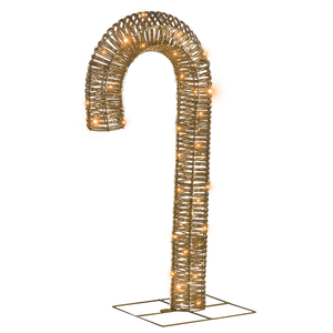 Decorazione natalizia da esterno a LED Candy Cane 74 cm Ornamento natalizio da giardino illuminato oro