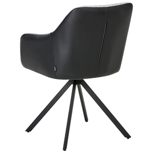 Set di 2 sedie in poliestere bianco e nero con gambe in metallo per la sala da pranzo