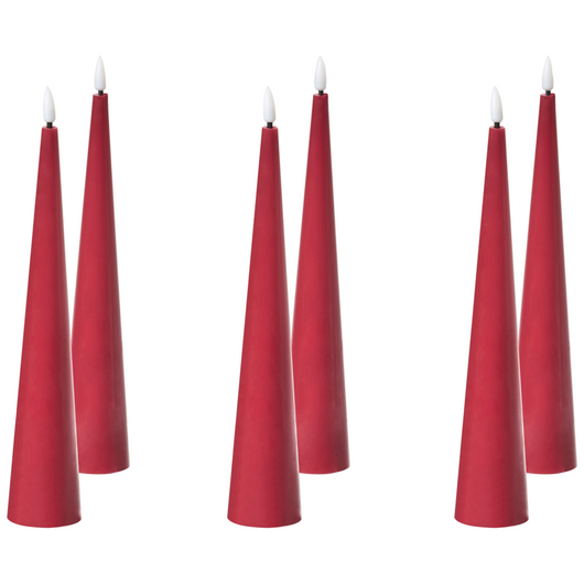 Set di 6 decorazioni natalizie LED per interni Accessorio candela in paraffina rosso decorazione per la casa
