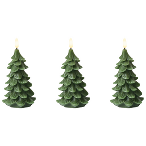 Set di 3 decorazioni natalizie LED per interni per alberi di Natale Candele decorative in paraffina verde