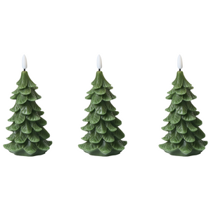 Set di 3 decorazioni natalizie LED per interni per alberi di Natale Candele decorative in paraffina verde