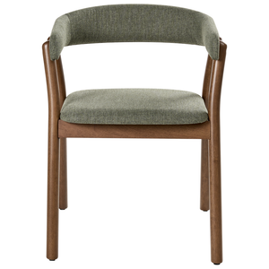 Set di 2 sedie da pranzo in tessuto poliestere marrone scuro e verde Gambe in legno di gomma Stile retrò tradizionale