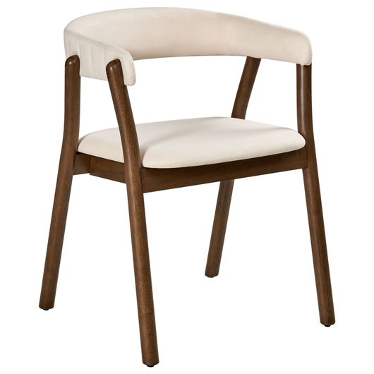 Set di 2 sedie da pranzo in tessuto poliestere marrone scuro e bianco sporco Gambe in legno di gomma Stile retrò tradizionale