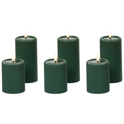 Set di 6 LED Decorazione verde paraffina plastica Candele stagionali Decorazione per la casa con luci
