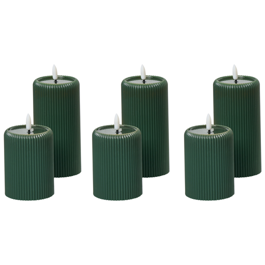 Set di 6 LED Decorazione verde paraffina plastica Candele stagionali Decorazione per la casa con luci