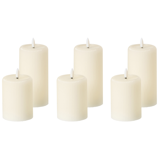 Set di 6 LED Decorazione bianco sporco paraffina plastica Candele stagionali Decorazione per la casa con luci