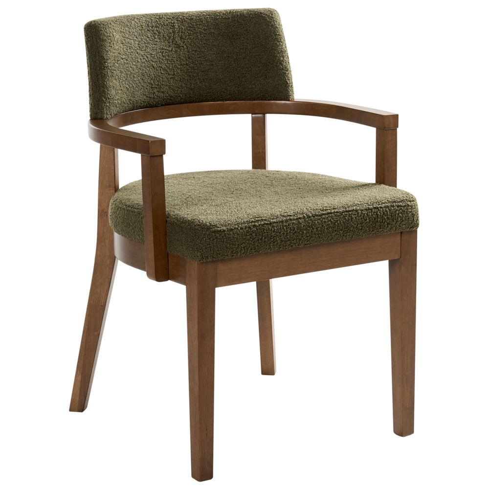 Set di 2 sedie da pranzo in stile tradizionale Seduta imbottita Boucle Legno scuro e verde Stile retrò tradizionale