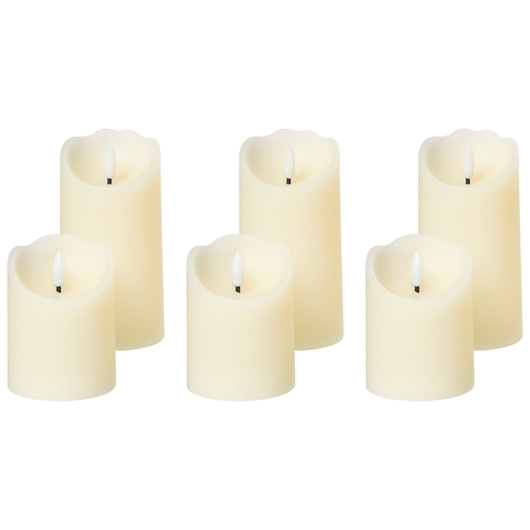 Set di 6 candele di plastica con paraffina a LED per la decorazione stagionale e l'arredamento della casa.