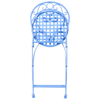 Set da bistrot da giardino in metallo blu verniciato a polvere con tavolo e sedie da 3 pezzi