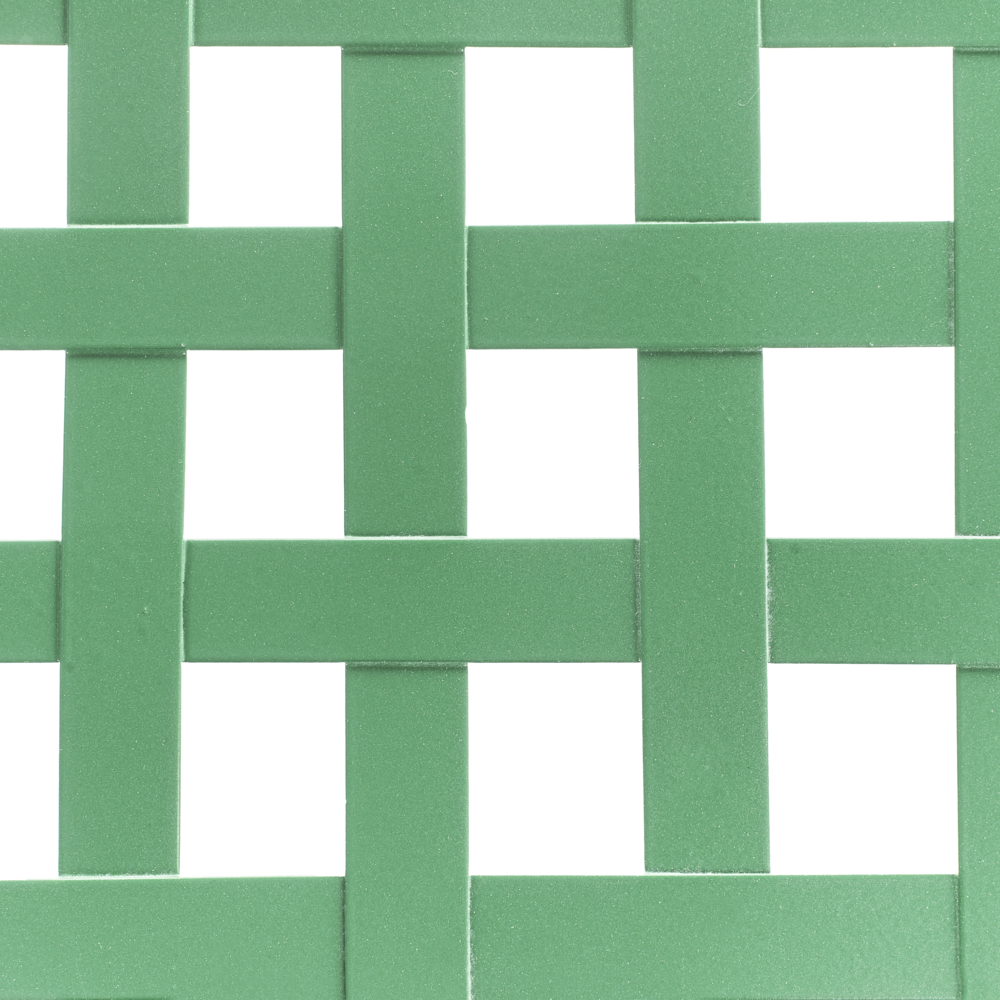 Tavolo da bistrot da esterno con piano rotondo in metallo e decorazioni verde