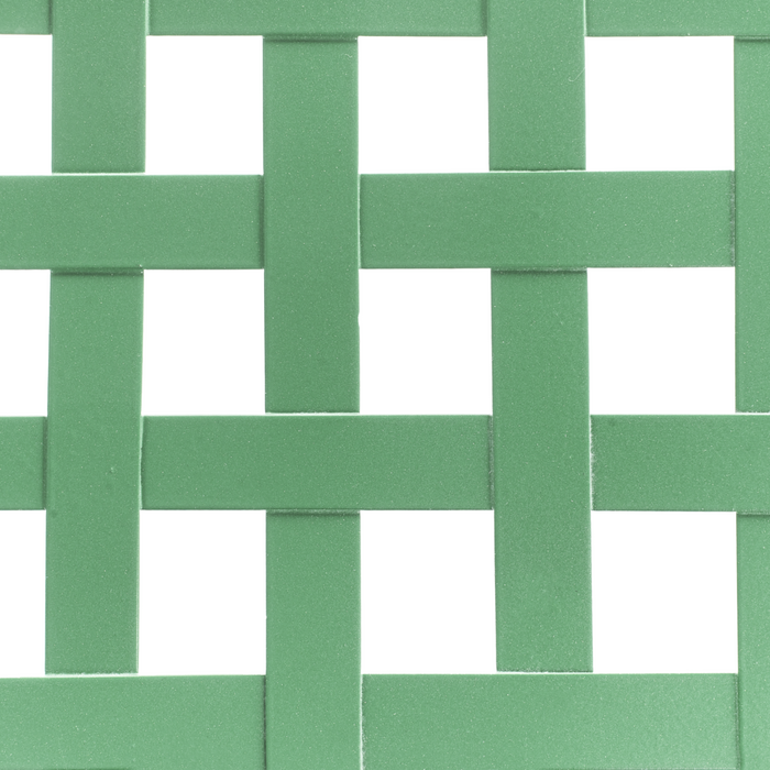 Tavolo da bistrot da esterno con piano rotondo in metallo e decorazioni verde