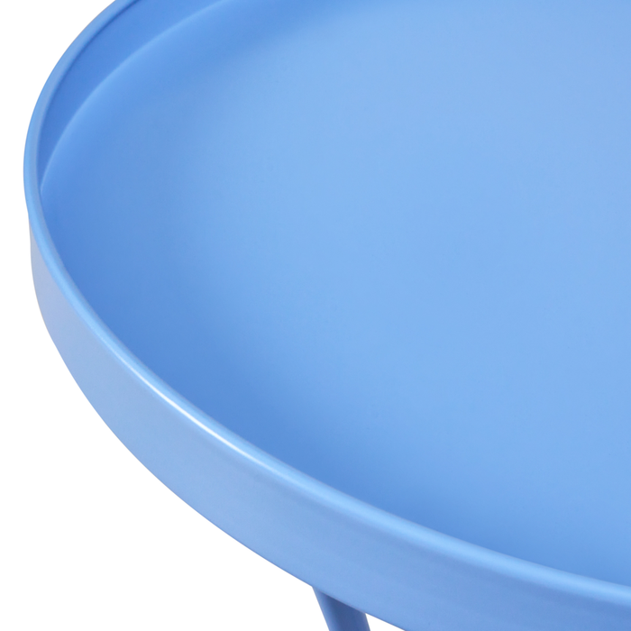 Tavolino da Giardino Rotondo in Metallo azzurro da 40 cm Stile Vintage per Esterno