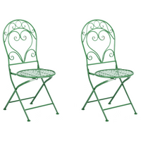 Set da esterno di 2 sedie con schienale a volute in metallo verniciato a polvere verde