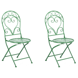Set da esterno di 2 sedie con schienale a volute in metallo verniciato a polvere verde