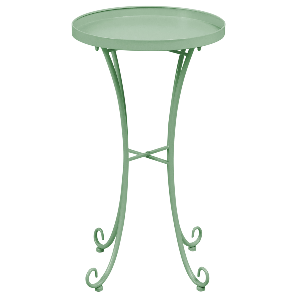 Tavolino da Giardino Rotondo in Metallo verde da 40 cm Stile Vintage per Esterno