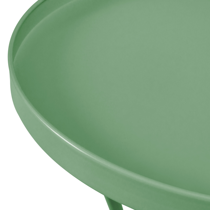 Tavolino da Giardino Rotondo in Metallo verde da 40 cm Stile Vintage per Esterno