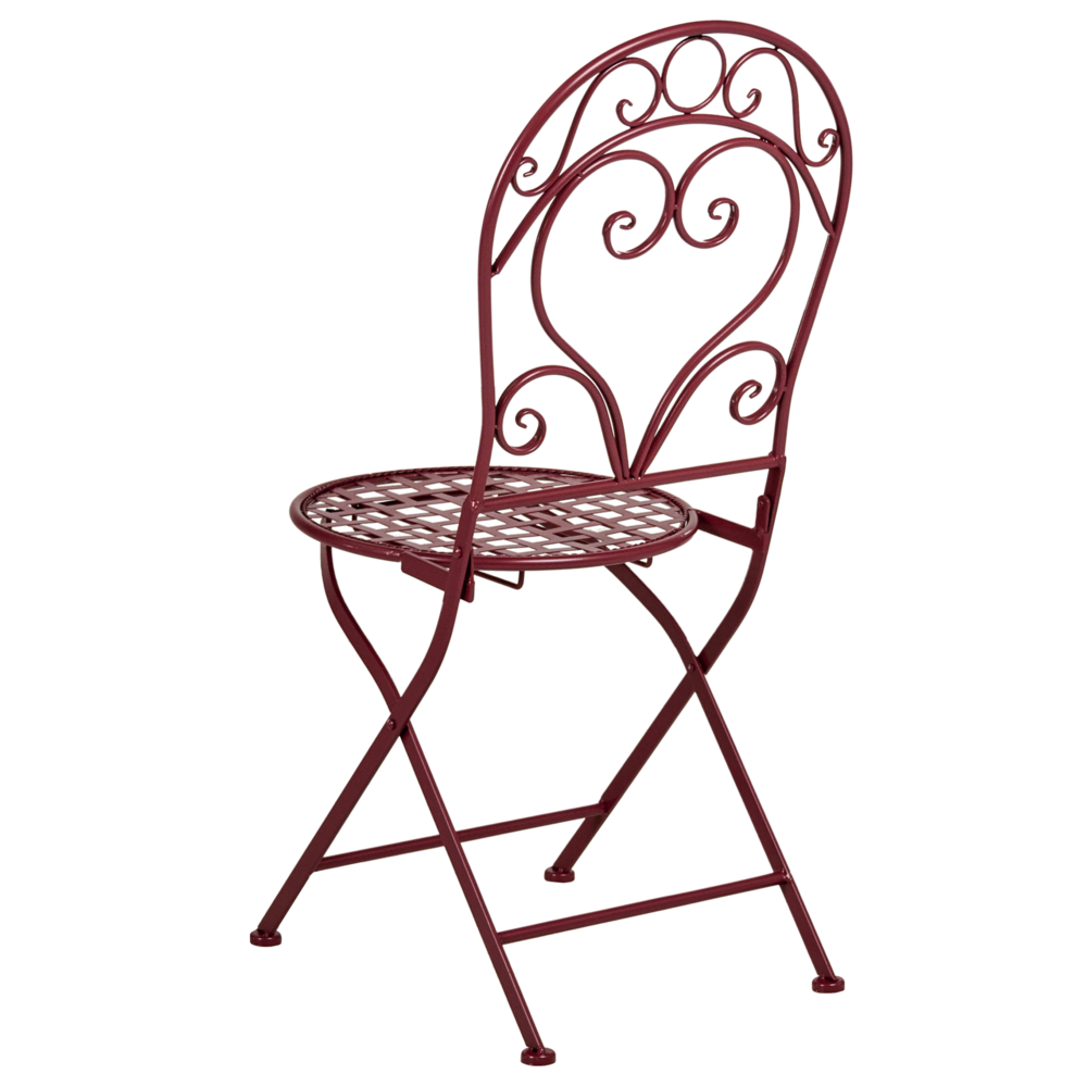 Set da giardino 3 pezzi con tavolo rotondo in metallo e sedie color bordeaux