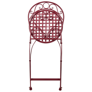 Set da giardino 3 pezzi con tavolo rotondo in metallo e sedie color bordeaux