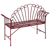 Panca da giardino vintage in metallo bordeaux con braccioli svasati 2 posti esterno stile retrò