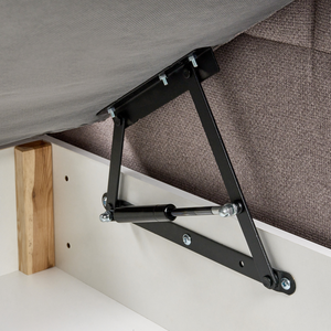 Divano letto matrimoniale con contenitore sollevabile imbottito con testiera 160 x 200 cm tortora