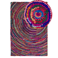 Tappeto tappetino Multicolore con Cotone 140 x 200 cm Rettangolare Motivo Astratto Intrecciato a Mano Boho