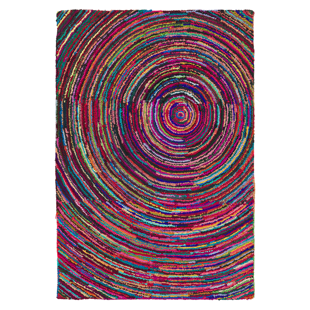 Tappeto tappetino Multicolore con Cotone 140 x 200 cm Rettangolare Motivo Astratto Intrecciato a Mano Boho