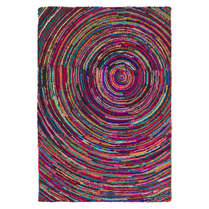 Tappeto tappetino Multicolore con Cotone 140 x 200 cm Rettangolare Motivo Astratto Intrecciato a Mano Boho